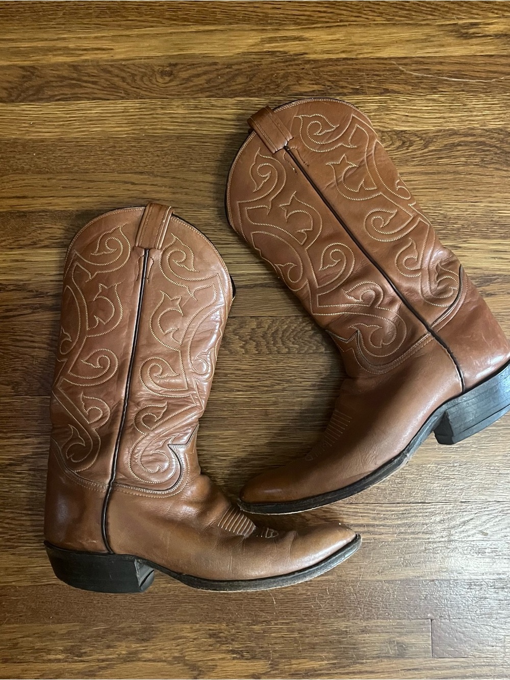 Vtg Tony Lama cowboy boots 10.5 d western brown leather classic